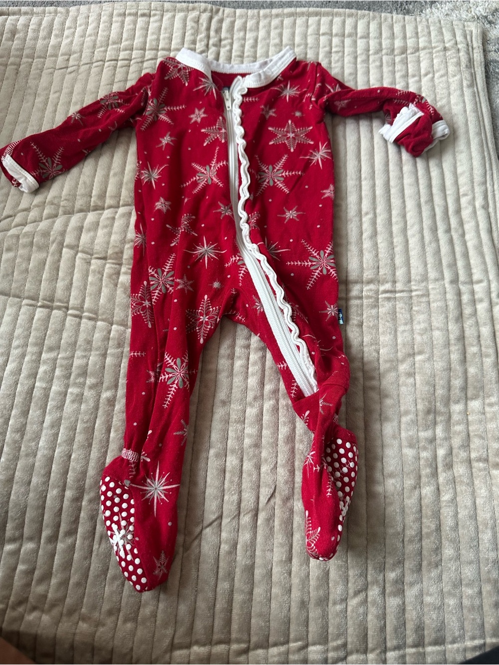 Kickee Pants Red Star Print Footed One-Piece Pajamas